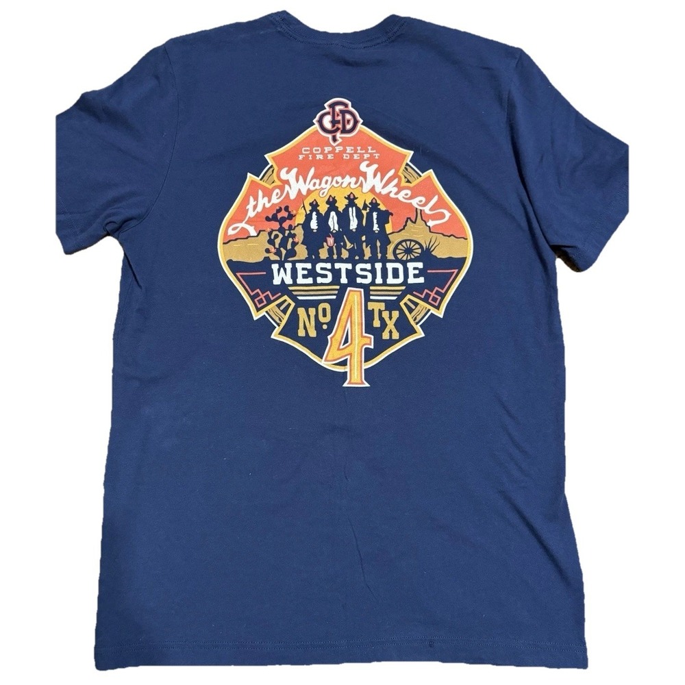 Coppell No 4 Texas Fire Dept. West T-Shirt, Navy , Front/Back Graphic Large Men